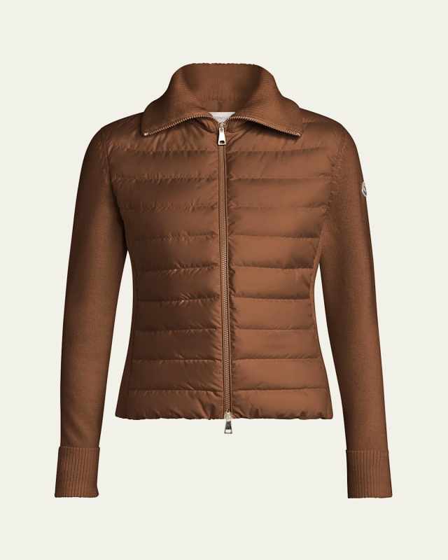 Padded Wool Zip-Up Cardigan